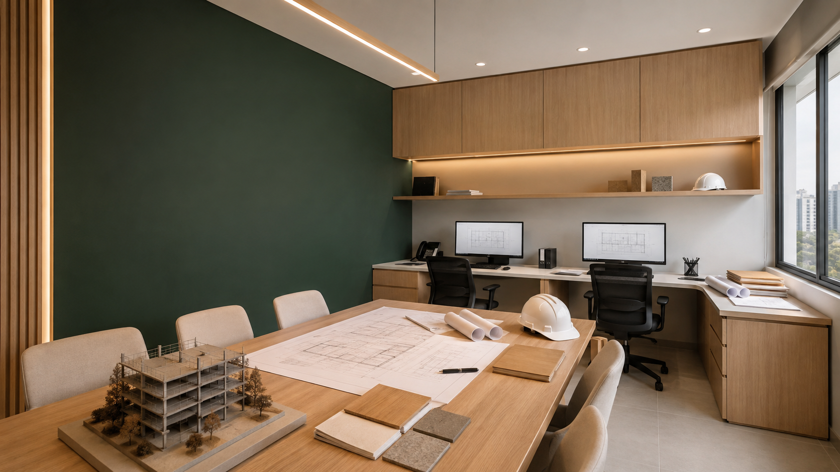 Ambiente de escritório da Medeiros Filgueira Construtora
